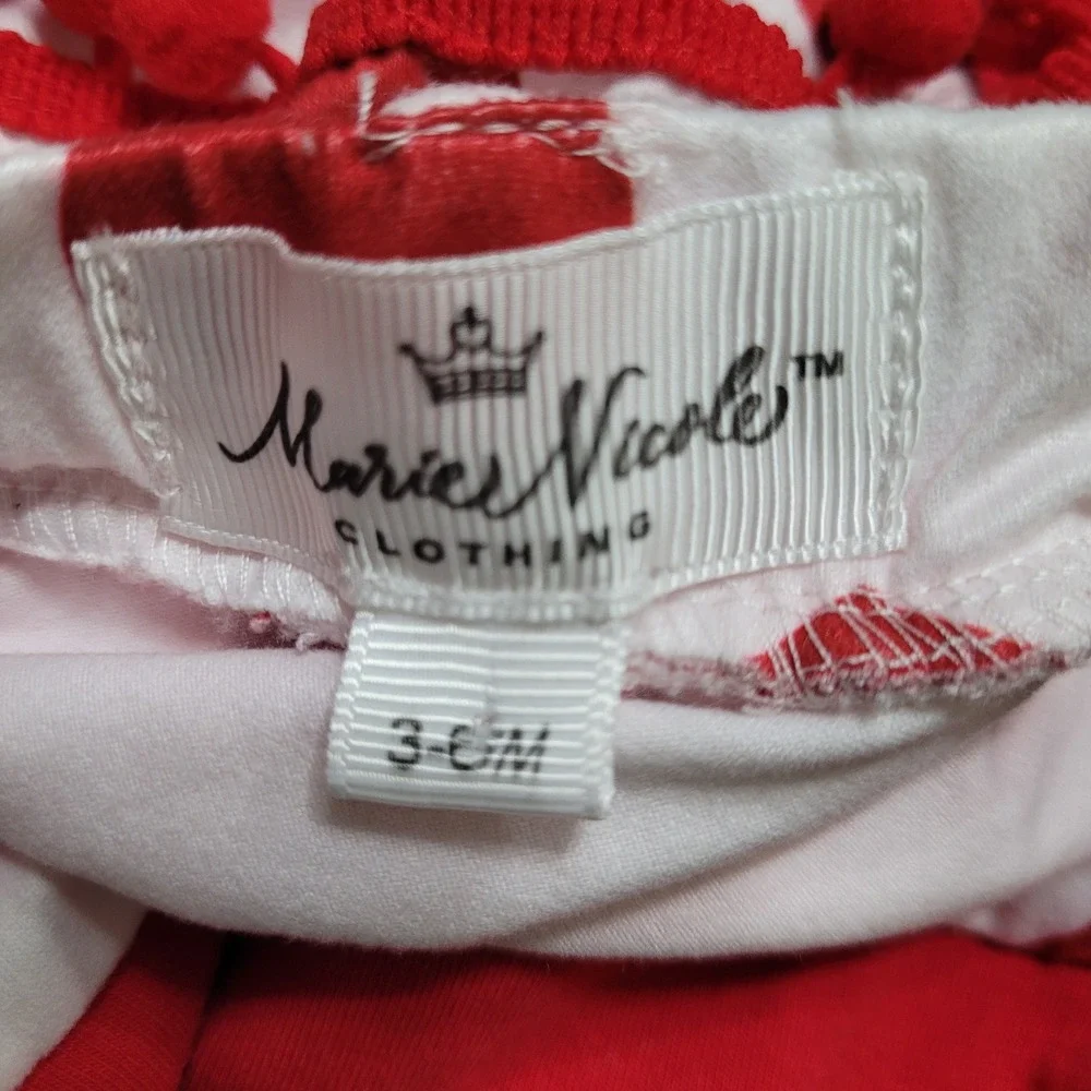 Marie Nicole pink romper with‎ red hearts and sequins size 3-6 mos